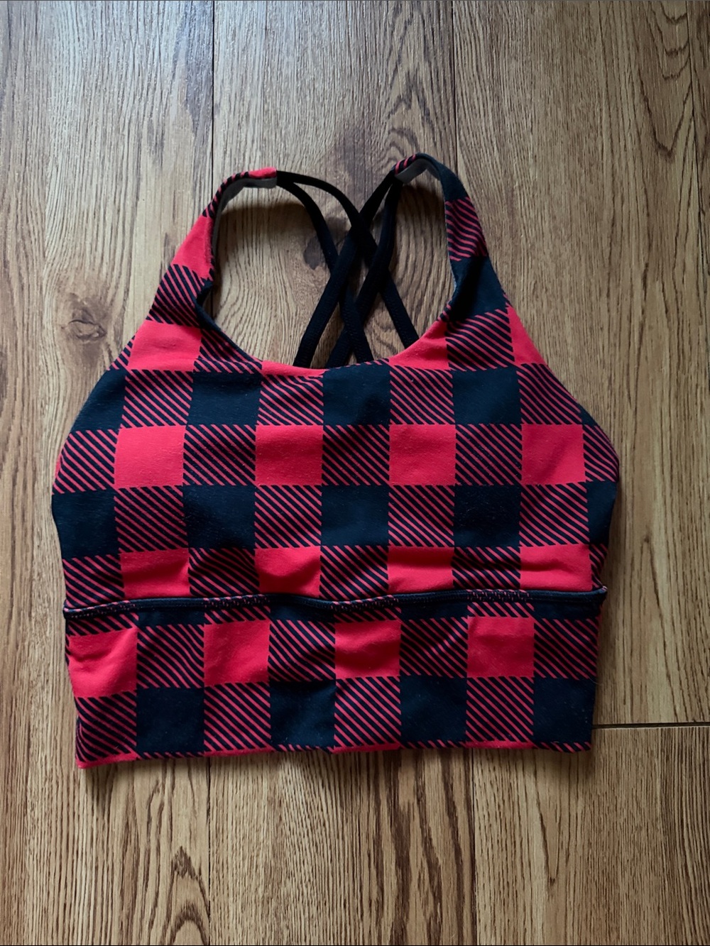Born Red and Black Buffalo Plaid Sports Bra